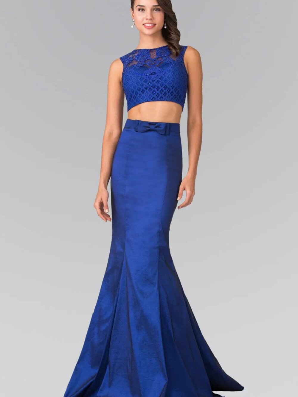 NEW NAVY Lace & Taffeta Evening Gown Floor Length Formal Elegant GL2354